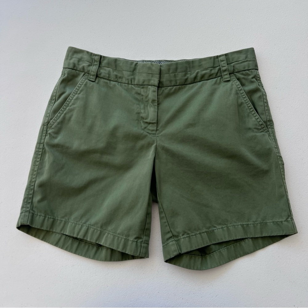 J Crew Chino Shorts Women's Size 4 Cotton City Fit Style 35756 Green Casual